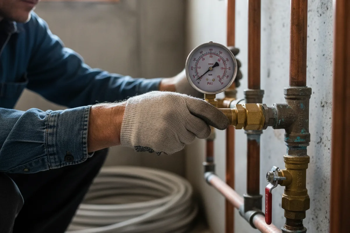 Pressure testing a repaired line during Water Line Repair in Shawsville